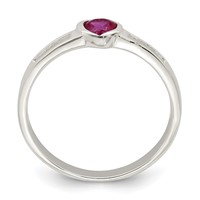 Sterling Silver Red CZ Heart Ring view 2