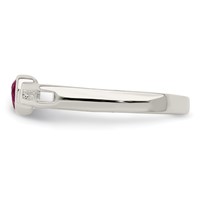 Sterling Silver Red CZ Heart Ring view 4