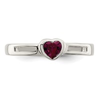 Sterling Silver Red CZ Heart Ring view 5