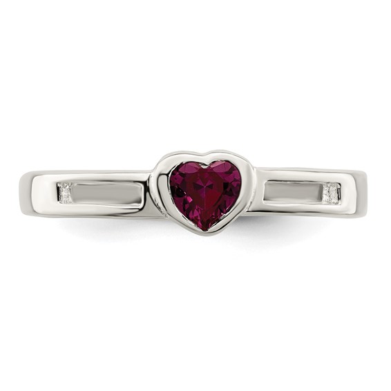 Sterling Silver Red CZ Heart Ring