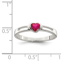 Sterling Silver Red CZ Heart Ring view 3