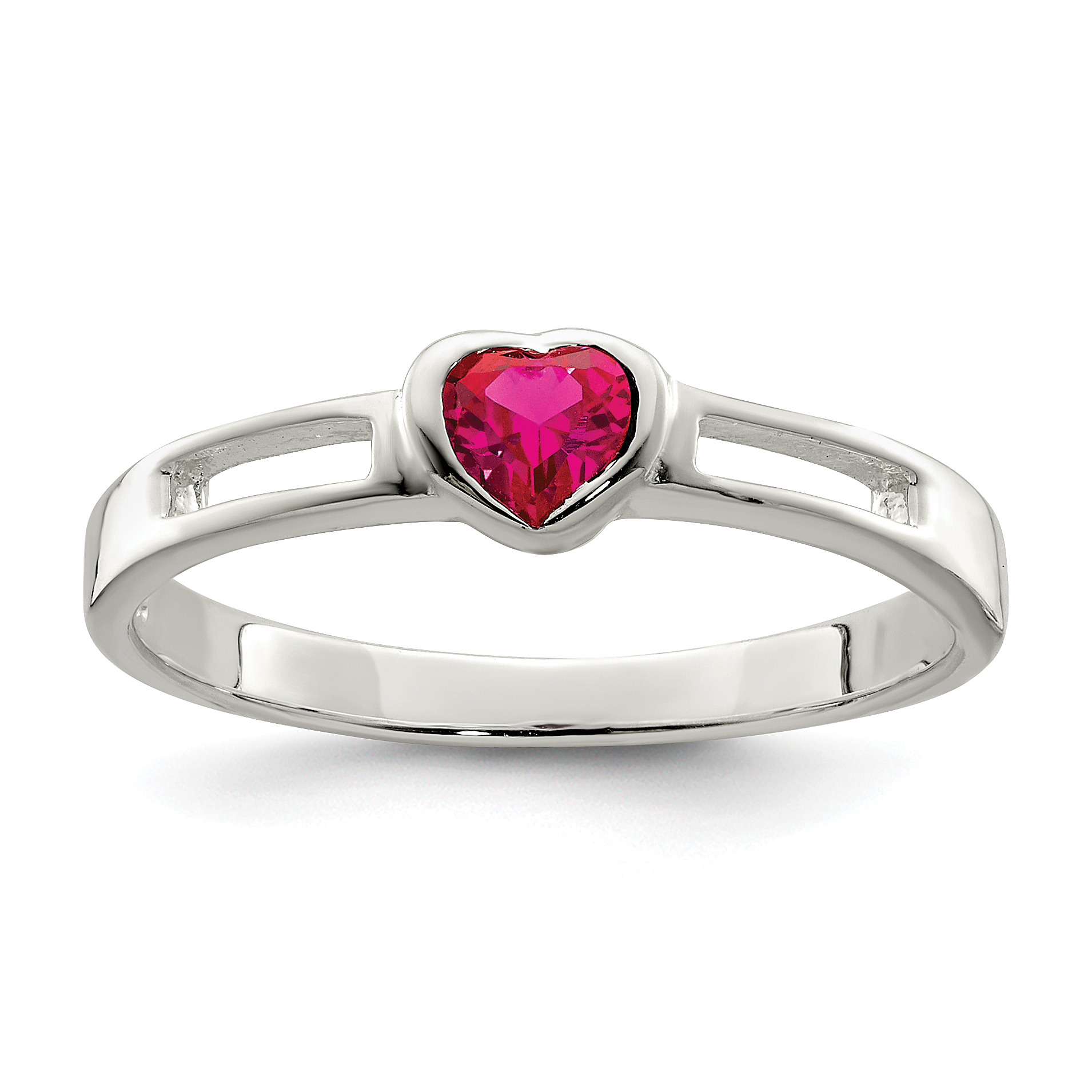 Sterling Silver Red CZ Heart Ring (QR4330-6)