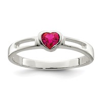 Sterling Silver Red CZ Heart Ring view 1