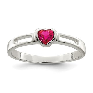 Sterling Silver Red CZ Heart Ring