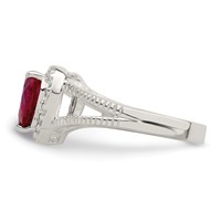 Sterling Silver Red CZ Heart Ring view 4