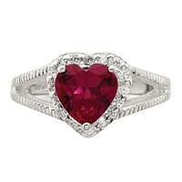 Sterling Silver Red CZ Heart Ring view 5