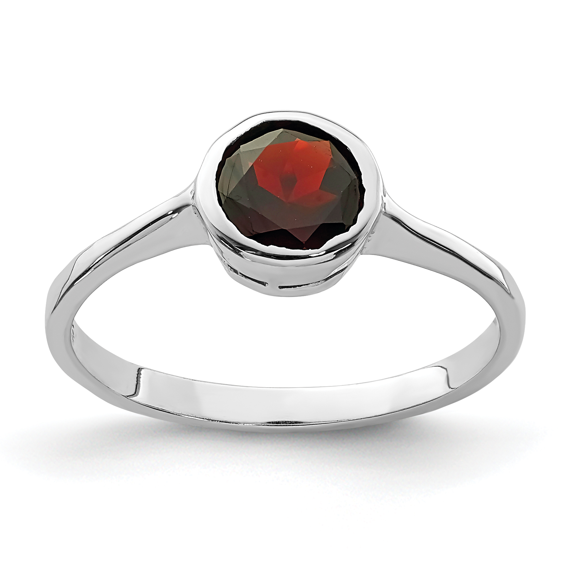Sterling Silver Rhodium-plated Garnet Ring (QR4336-8)