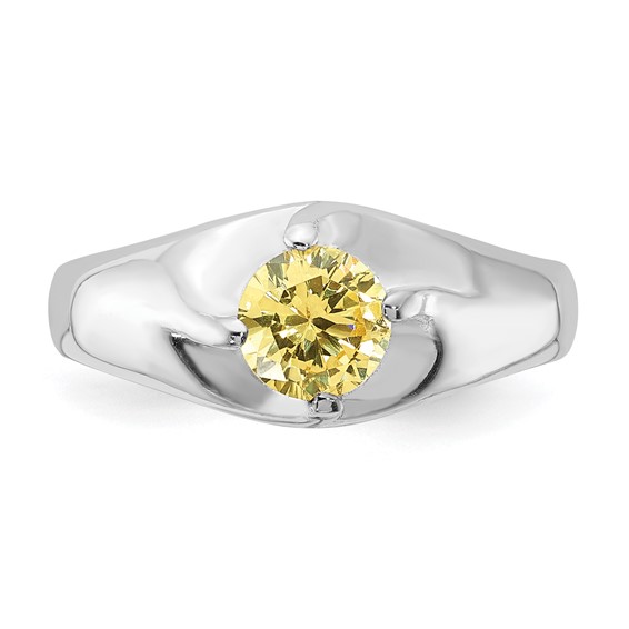 Sterling Silver Yellow Round CZ Ring