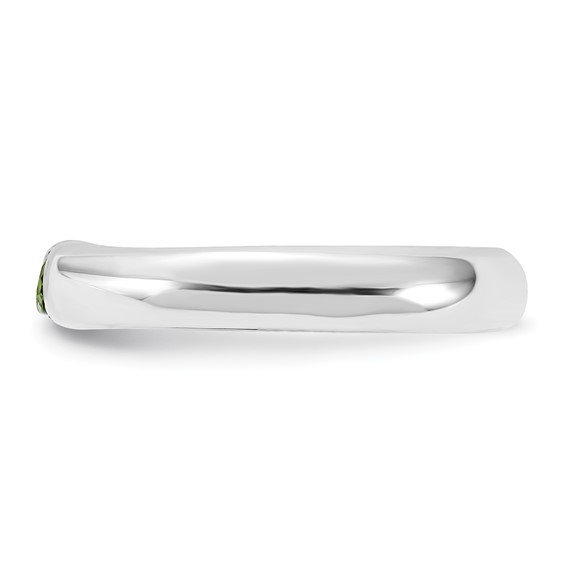 Sterling Silver Lime Green Oval CZ Half Bezel Ring
