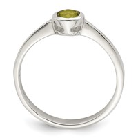 Sterling Silver Lime Green Round Bezel CZ Ring view 2