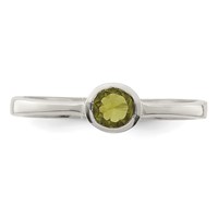 Sterling Silver Lime Green Round Bezel CZ Ring view 5