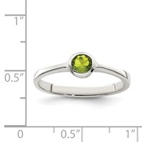 Sterling Silver Lime Green Round Bezel CZ Ring view 3