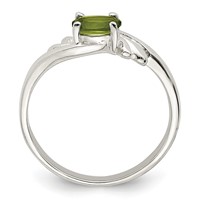 Sterling Silver Lime Green Oval CZ Ring view 2