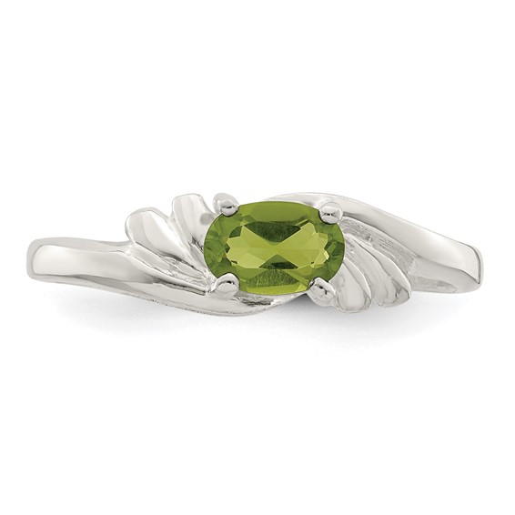 Sterling Silver Lime Green Oval CZ Ring