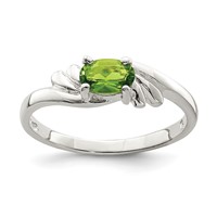 Sterling Silver Lime Green Oval CZ Ring view 1