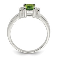 Sterling Silver Lime Green & White CZ Ring view 2