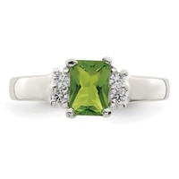 Sterling Silver Lime Green & White CZ Ring view 5