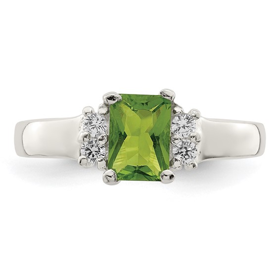 Sterling Silver Lime Green & White CZ Ring