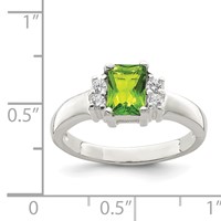Sterling Silver Lime Green & White CZ Ring view 3