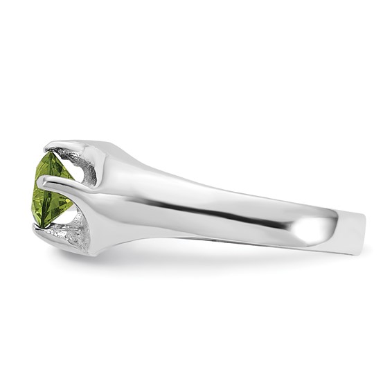 Sterling Silver Lime Green Round CZ Ring