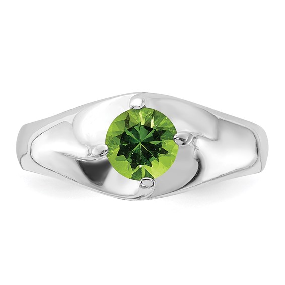 Sterling Silver Lime Green Round CZ Ring
