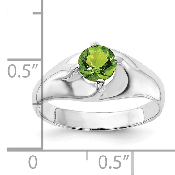 Sterling Silver Lime Green Round CZ Ring