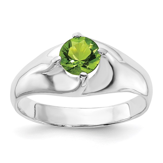 Sterling Silver Lime Green Round CZ Ring