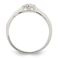 Sterling Silver Pink Round Bezel CZ Ring view 2