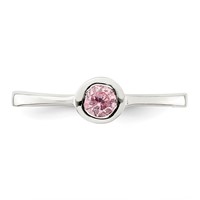 Sterling Silver Pink Round Bezel CZ Ring view 5