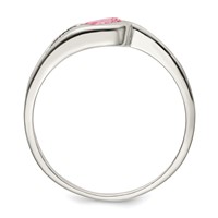 Sterling Silver Pink Round Bezel CZ Ring view 2