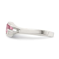 Sterling Silver Pink Round Bezel CZ Ring view 4