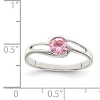 Sterling Silver Pink Round Bezel CZ Ring view 3