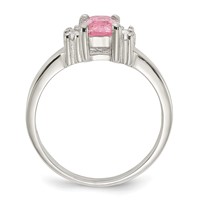 Sterling Silver Pink & White CZ Ring view 2