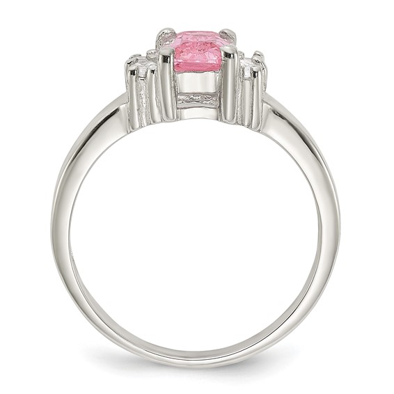 Sterling Silver Pink & White CZ Ring