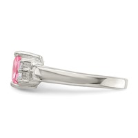 Sterling Silver Pink & White CZ Ring view 3