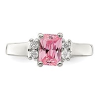 Sterling Silver Pink & White CZ Ring view 5