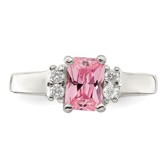 Sterling Silver Pink & White CZ Ring