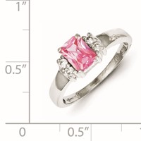 Sterling Silver Pink & White CZ Ring view 4