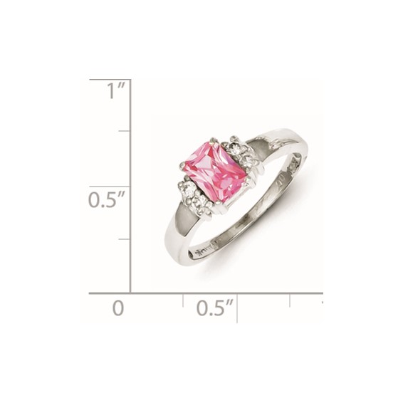 Sterling Silver Pink & White CZ Ring