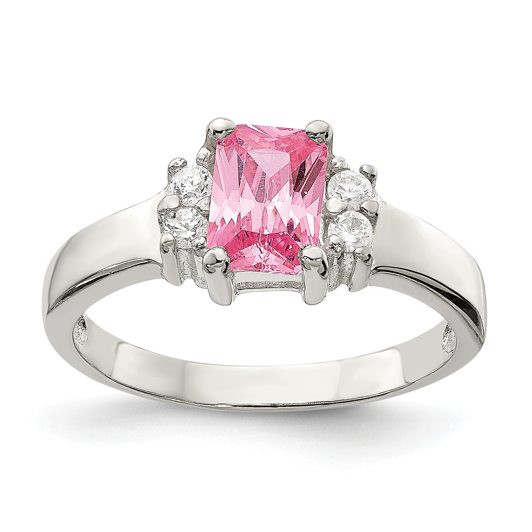 Sterling Silver Pink & White CZ Ring (QR4381-7)