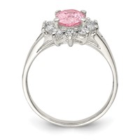 Sterling Silver Pink Oval CZ Cluster Ring view 2