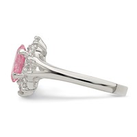 Sterling Silver Pink Oval CZ Cluster Ring view 3