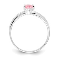 Sterling Silver Polished Pink Oval CZ Ring view 2