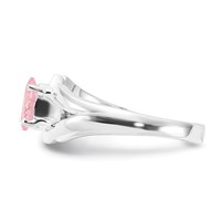 Sterling Silver Polished Pink Oval CZ Ring view 4