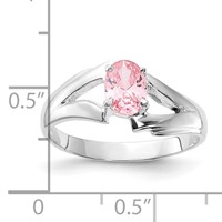 Sterling Silver Polished Pink Oval CZ Ring view 3