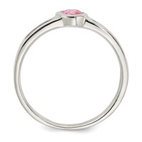 Sterling Silver Pink CZ Heart Ring view 2