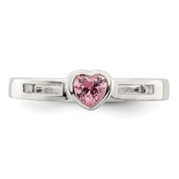 Sterling Silver Pink CZ Heart Ring view 5