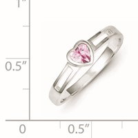 Sterling Silver Pink CZ Heart Ring view 3