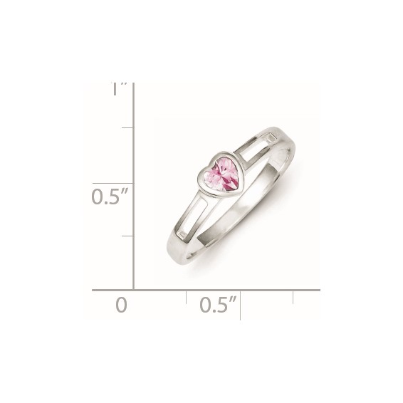 Sterling Silver Pink CZ Heart Ring