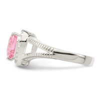 Sterling Silver Pink CZ Heart Ring view 4